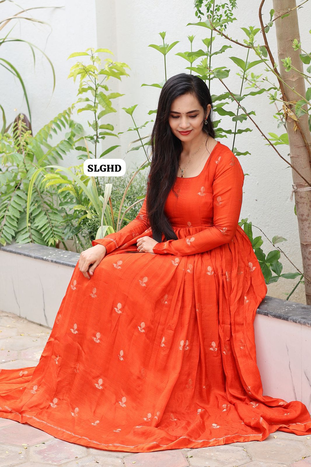 Khadhi viscose with satin border pleated long gown 56 inch length with lining and full sleeve 🥳