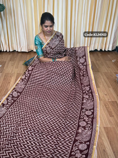 Soft Kota cotton Kalamkari print saree. Natural dyes used without any artificial color🥰😎📚