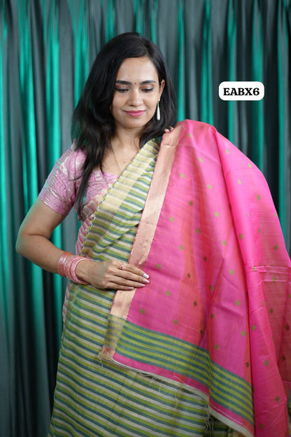 Premium quality linen cotton saree🥳