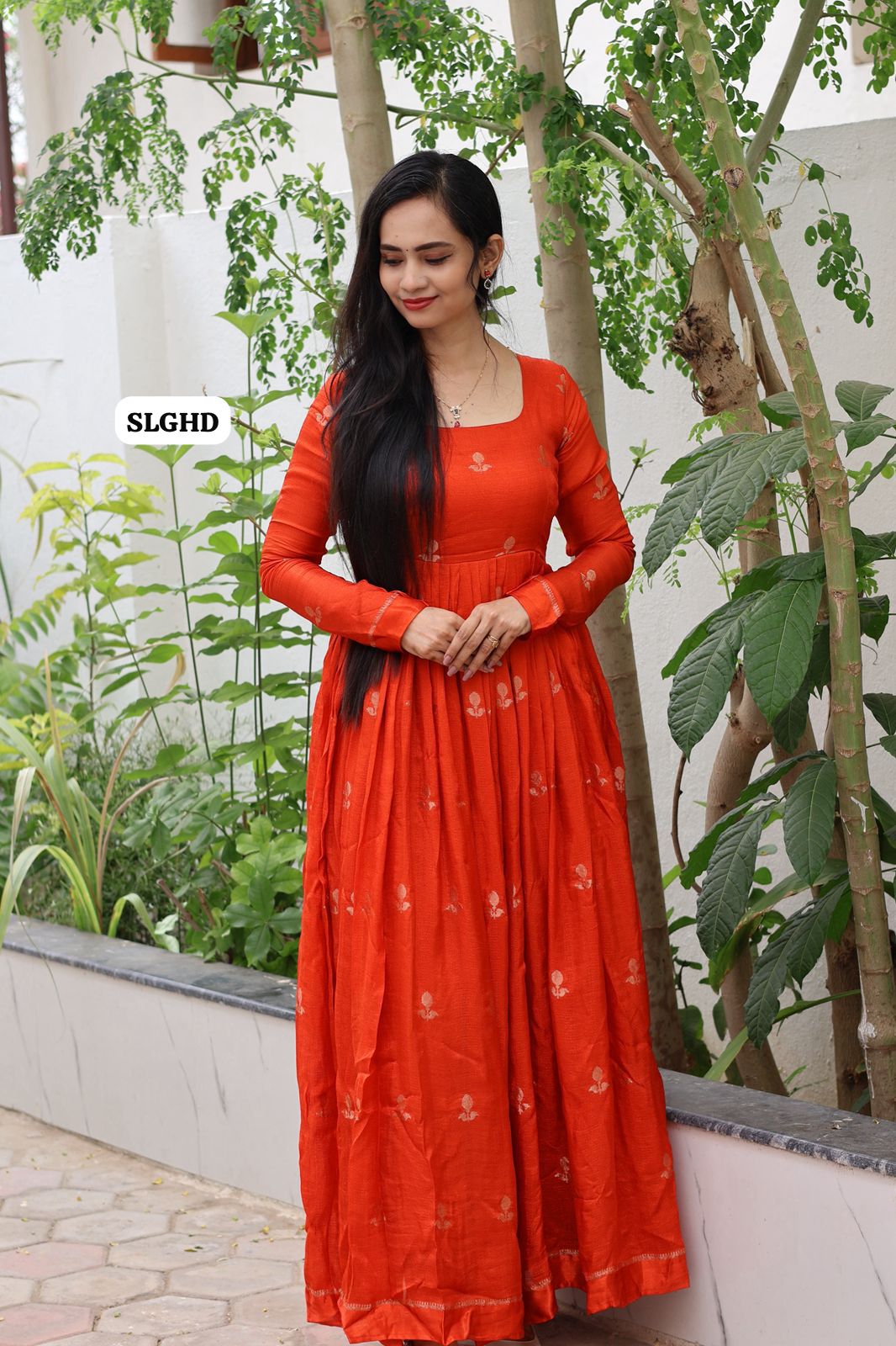Khadhi viscose with satin border pleated long gown 56 inch length with lining and full sleeve 🥳