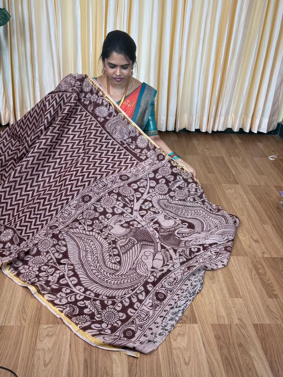 Soft Kota cotton Kalamkari print saree. Natural dyes used without any artificial color🥰😎📚