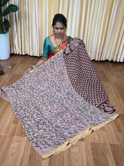 Soft Kota cotton Kalamkari print saree. Natural dyes used without any artificial color🥰😎📚