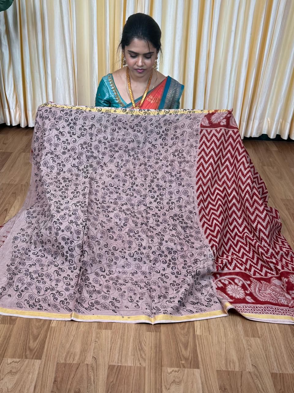 Soft Kota cotton Kalamkari print saree. Natural dyes used without any artificial color🥰😎📚