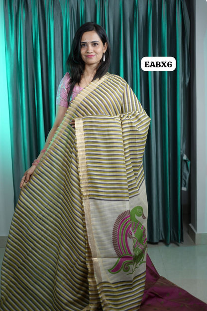 Premium quality linen cotton saree🥳