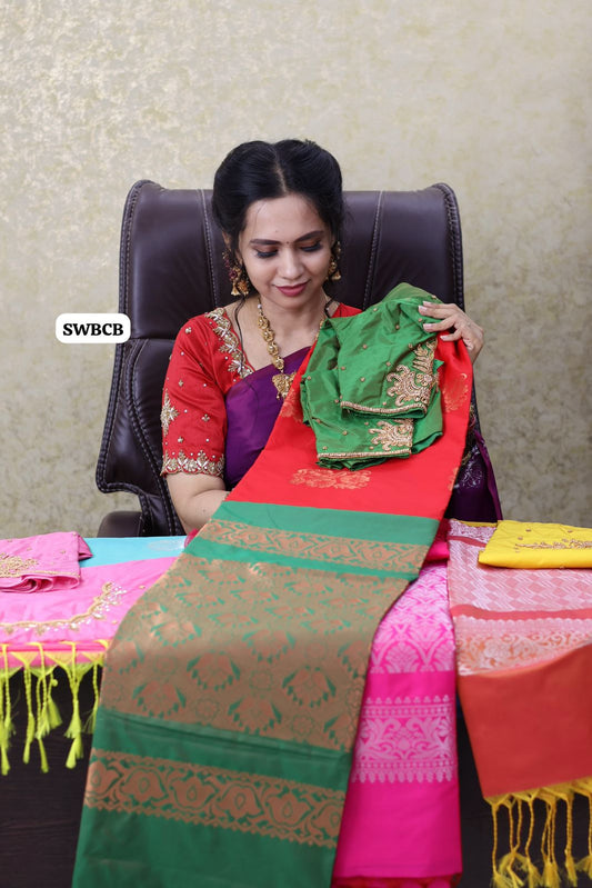 Saree with aari blouse combo