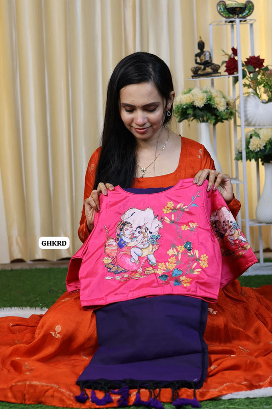 Khadhi cotton saree with heavy handwork cotton silk stitched blouse🥳