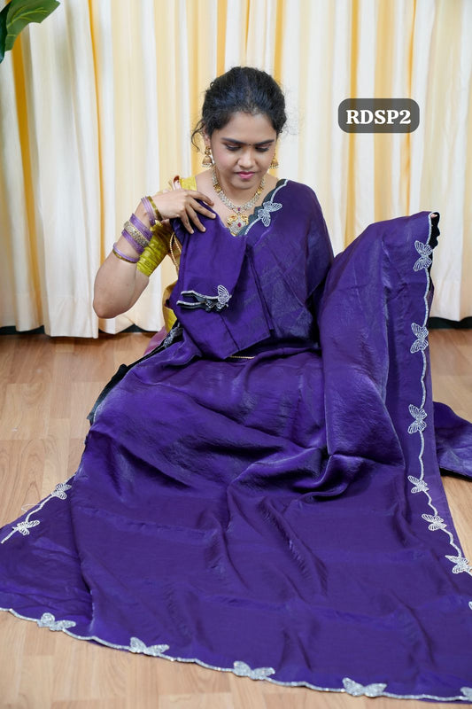 Premium quality Space silk fabric with real stone work butterfly🥳✅