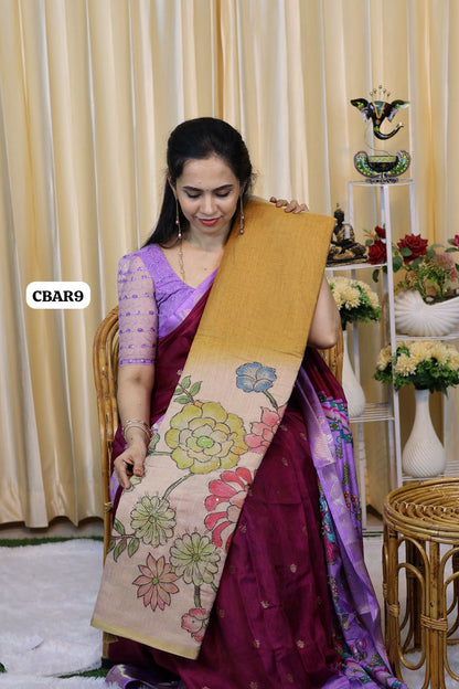 Jute silk saree with chumkey work 😍Ⓜ️