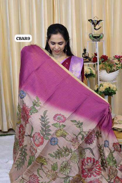Jute silk saree with chumkey work 😍Ⓜ️