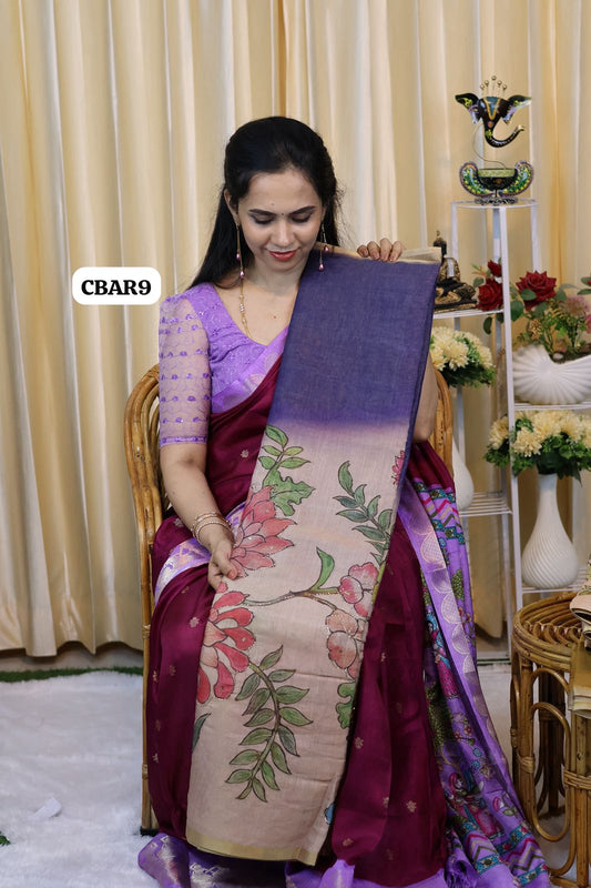 Jute silk saree with chumkey work 😍Ⓜ️