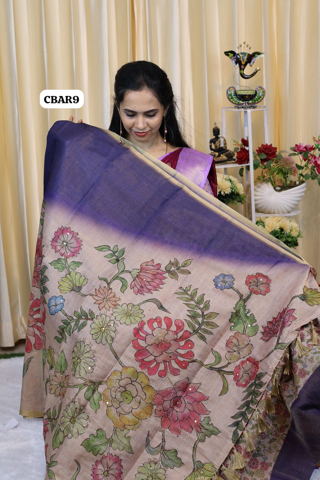 Jute silk saree with chumkey work 😍Ⓜ️
