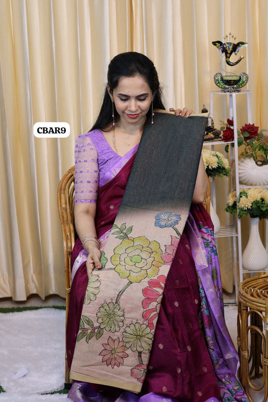 Jute silk saree with chumkey work 😍Ⓜ️