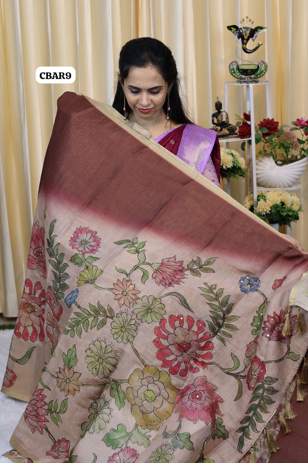 Jute silk saree with chumkey work 😍Ⓜ️