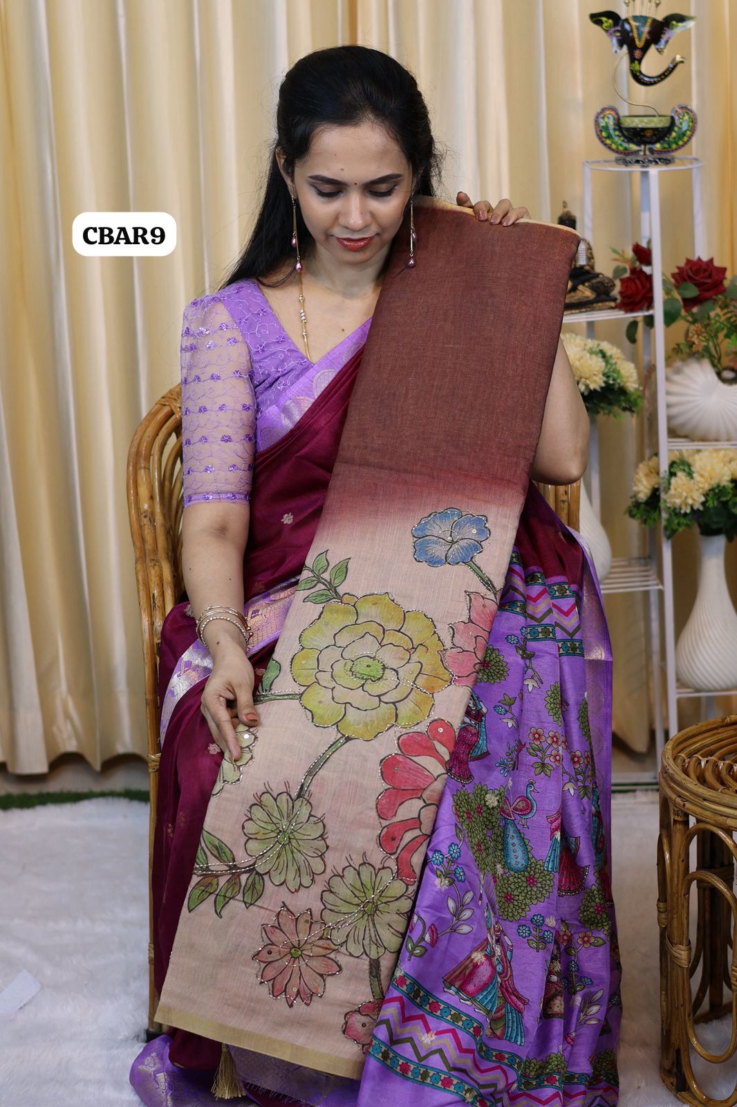 Jute silk saree with chumkey work 😍Ⓜ️