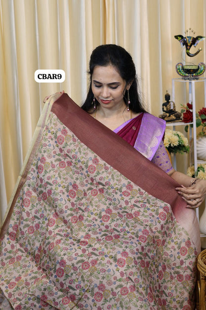 Jute silk saree with chumkey work 😍Ⓜ️
