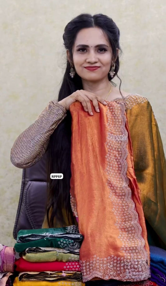 Siborski border , metallic shade saree 😍🥳