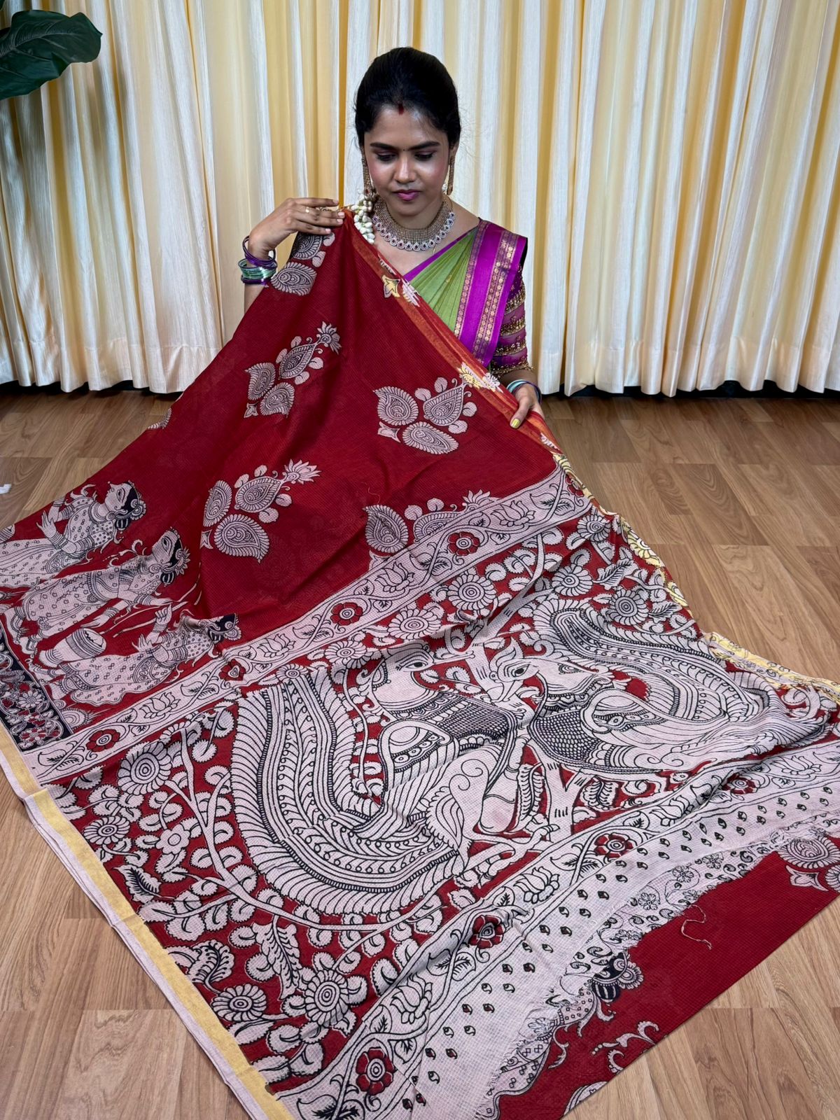 Soft Kota cotton Kalamkari print saree. Natural dyes used without any artificial color 😍😎📚