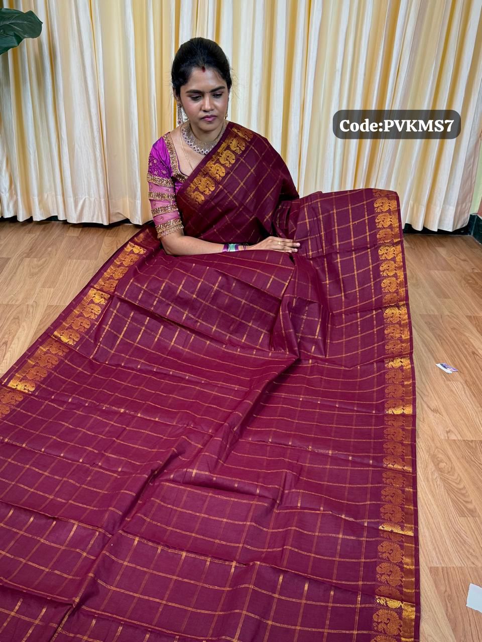 Sungudi cotton 120 count with zari checks 🌈🥰😎📚