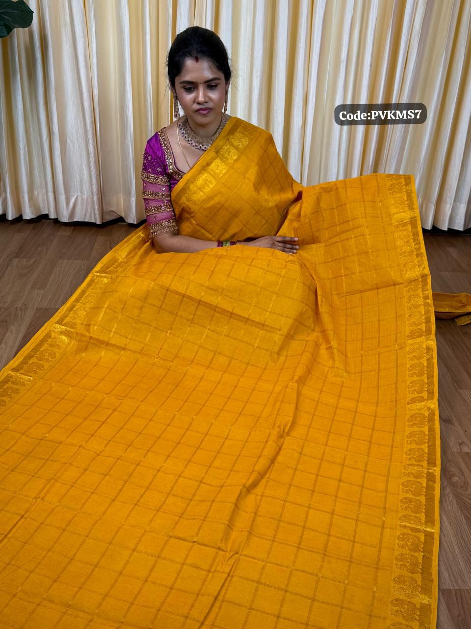 Sungudi cotton 120 count with zari checks 🌈🥰😎📚