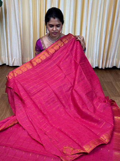 Sungudi cotton 120 count with zari checks 🌈🥰😎📚
