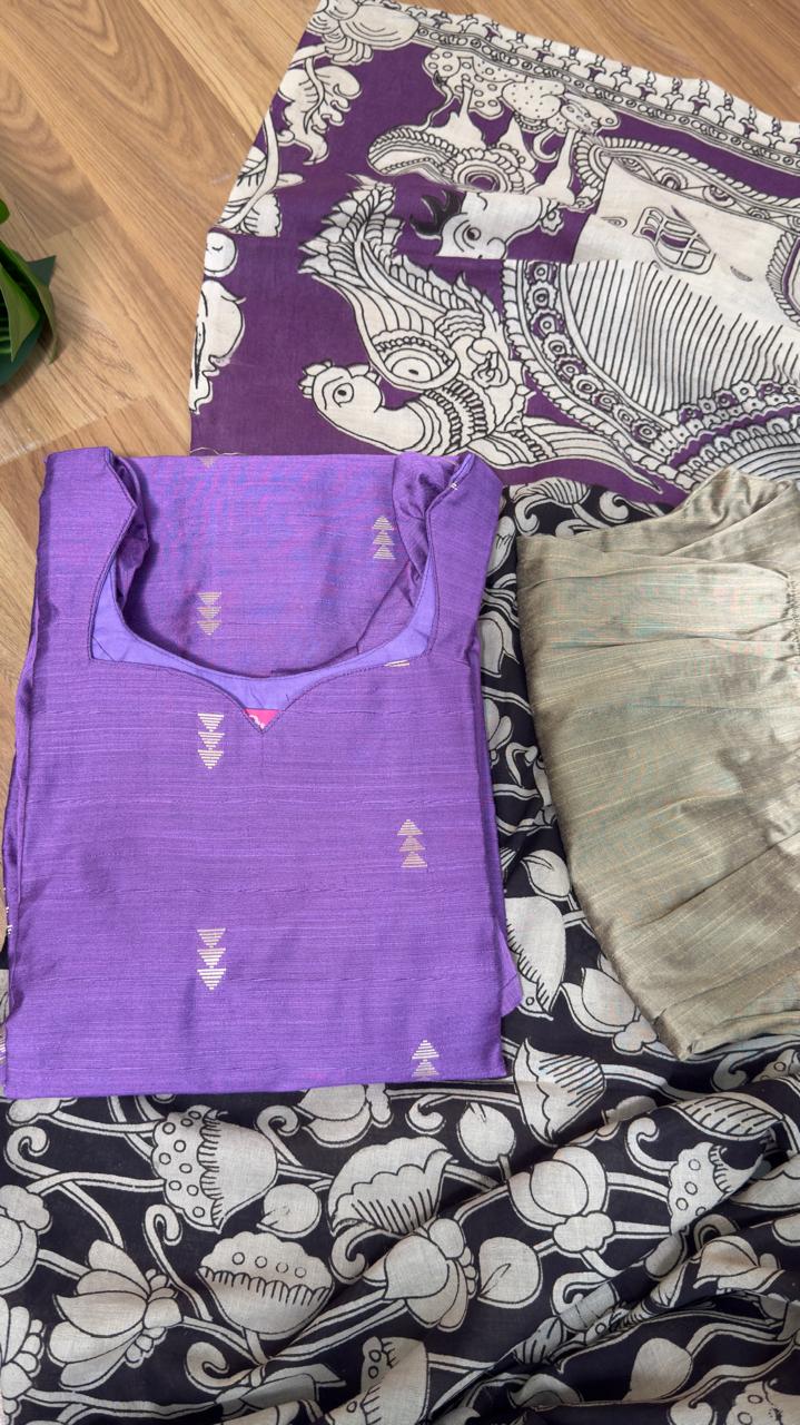 Salwar set(3 pcs)Kalamkari duppata(stitched)🥰Prebooking