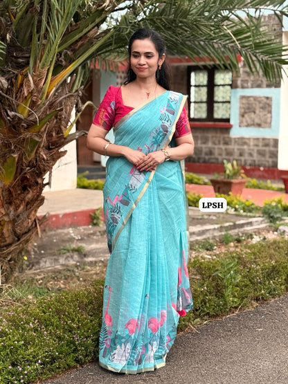 Linen cotton saree -😍😎📚