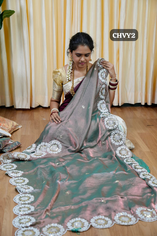 Designer saree with Work blouse🥳
