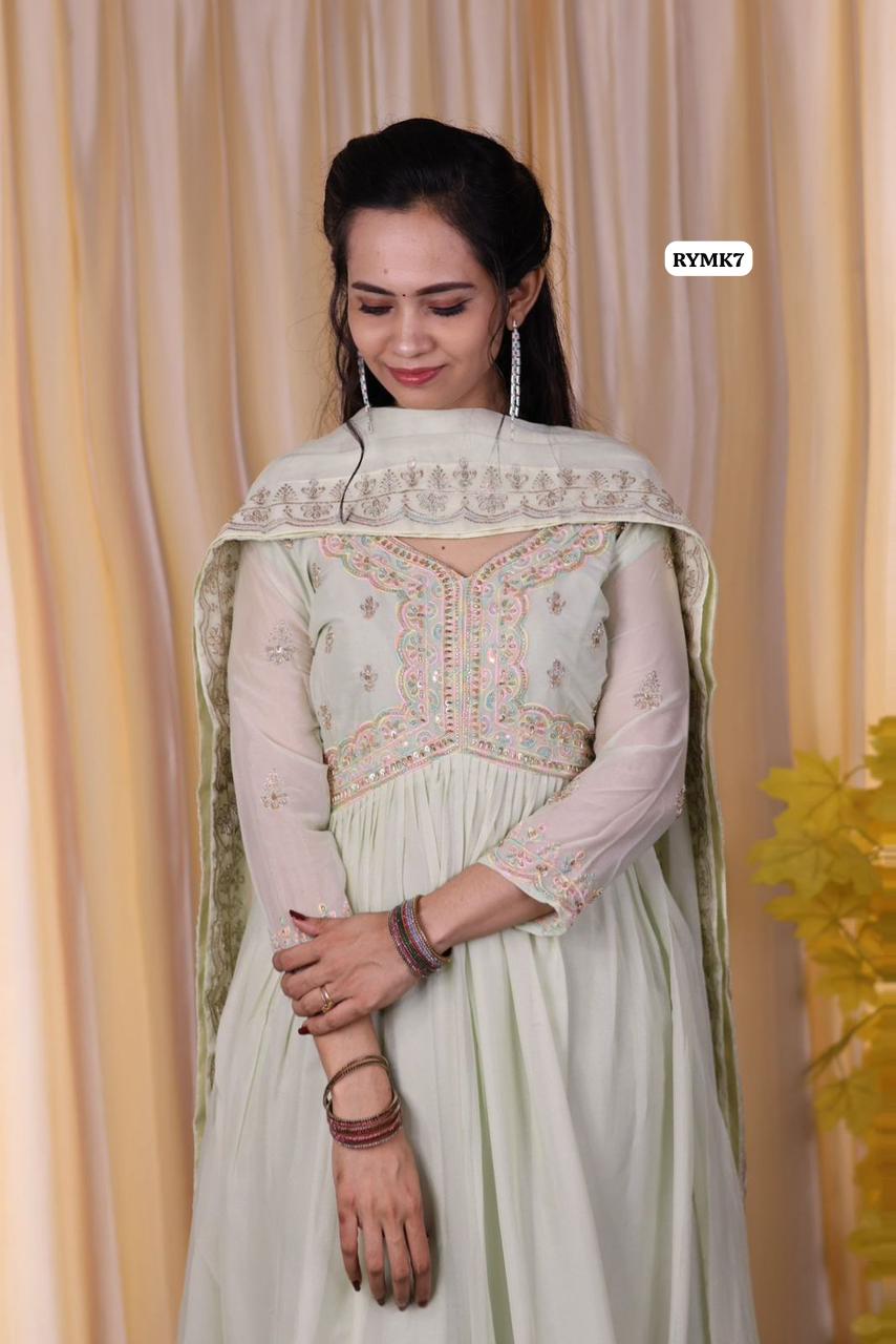 Heavy work long salwar with 2.5 mtr work dupatta 😍🥳