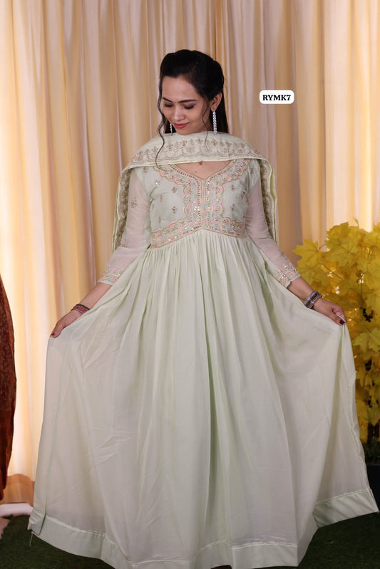 Heavy work long salwar with 2.5 mtr work dupatta 😍🥳