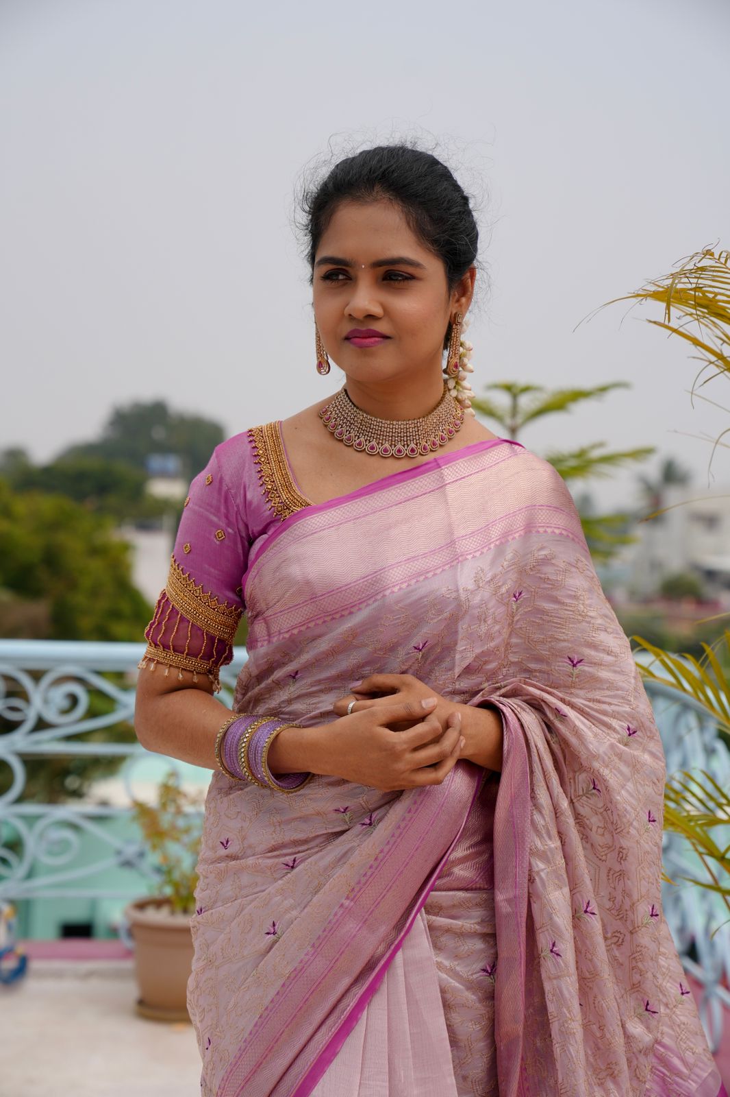 Embroidery work soft katan tissue silk saree🥳✅