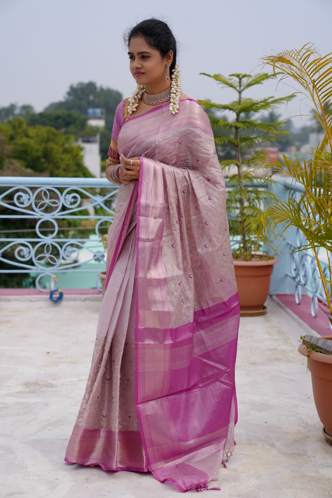 Embroidery work soft katan tissue silk saree🥳✅