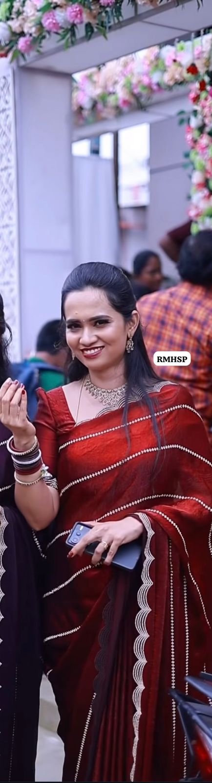 Space silk saree with stone work 🥳