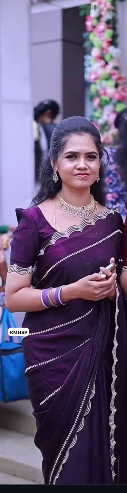 Space silk saree with stone work 🥳
