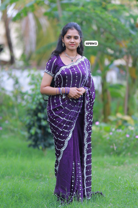 Heavy premium space silk sarees with katdana beads work..🥳