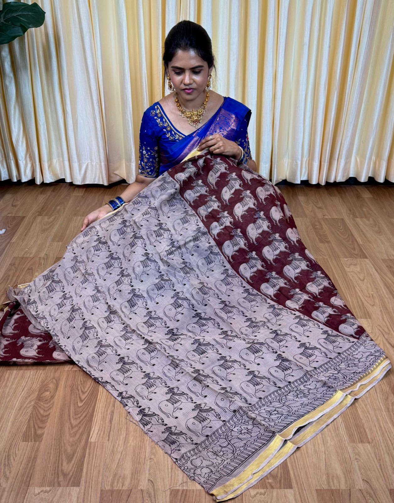 Soft Kota cotton Kalamkari print saree. Natural dyes used without any artificial color🥰😎📚