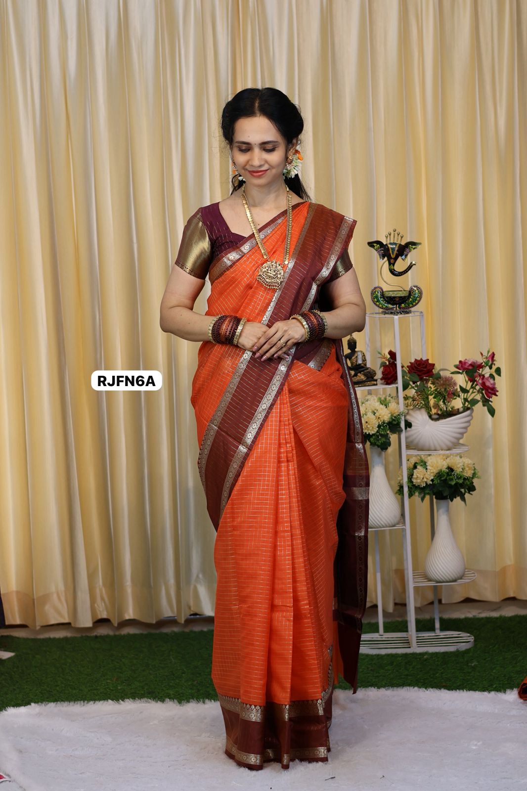 Katan semi silks saree with zari checks 🥳