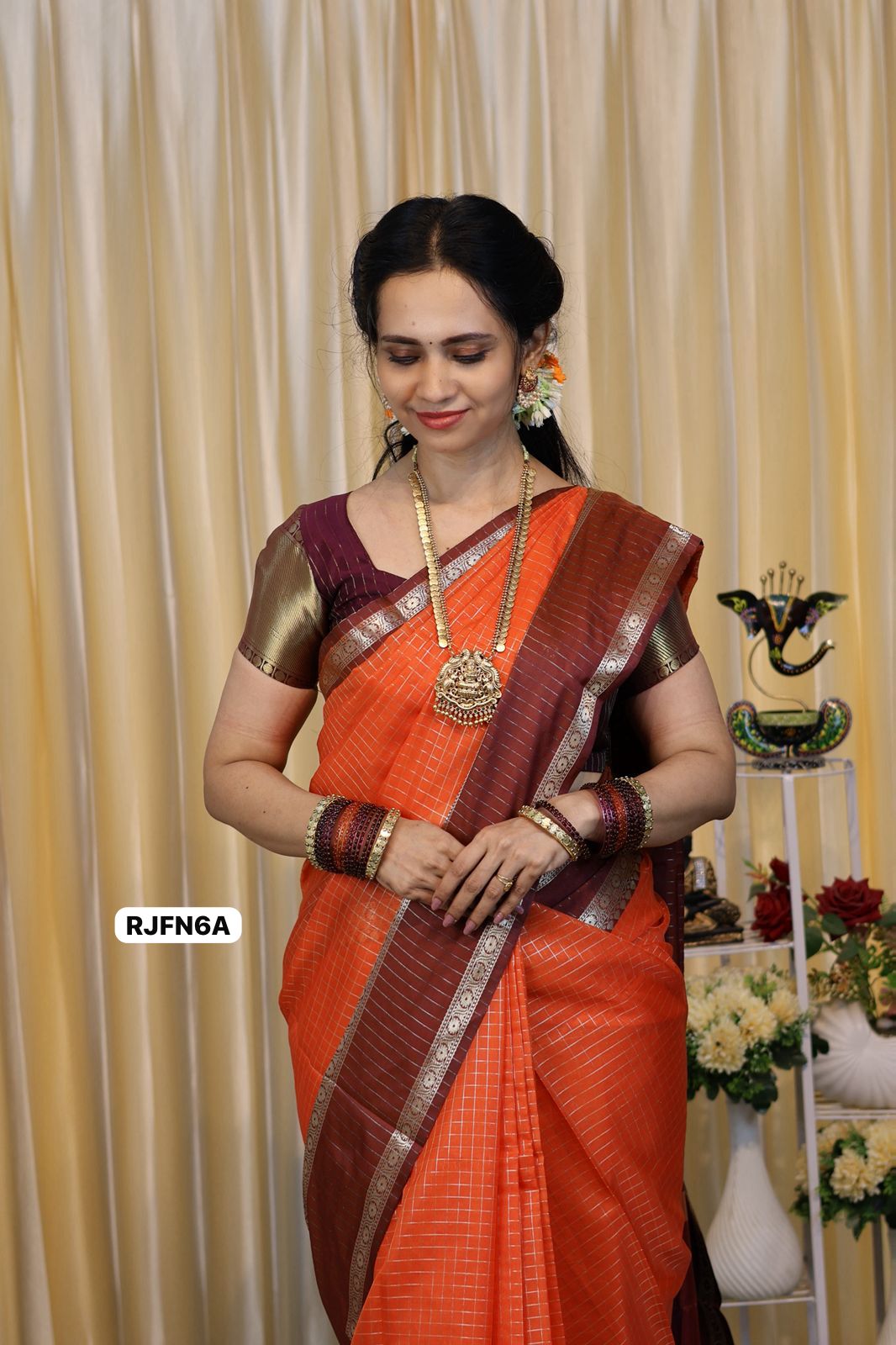Katan semi silks saree with zari checks 🥳