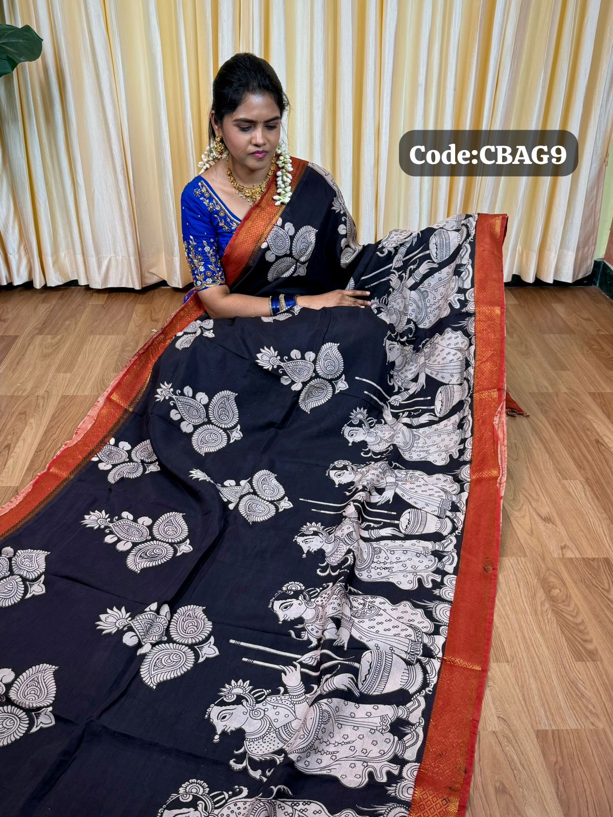 Premium organic Handloom Kalamkari sarees with nizam border😍😎📚