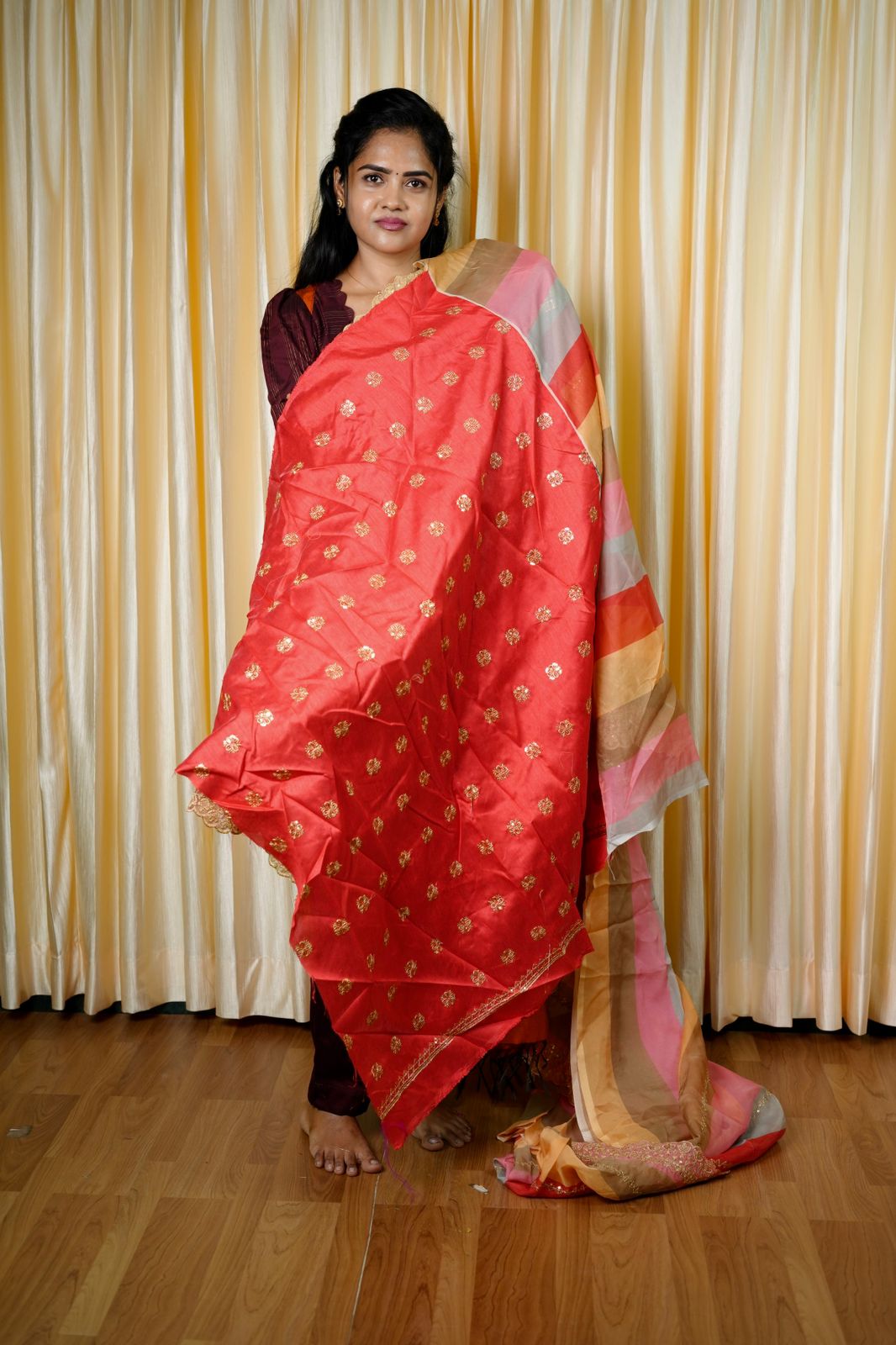 Soft silk with sequins and zari embroidery work🥳