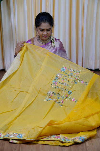 Designer saree with Beads work Blouse🥳