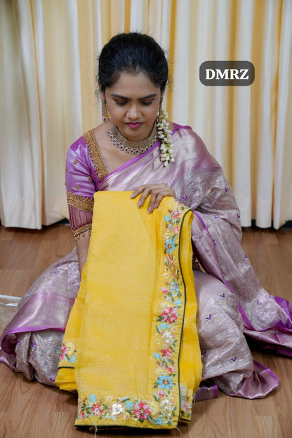 Designer saree with Beads work Blouse🥳