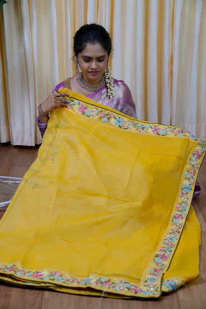 Designer saree with Beads work Blouse🥳