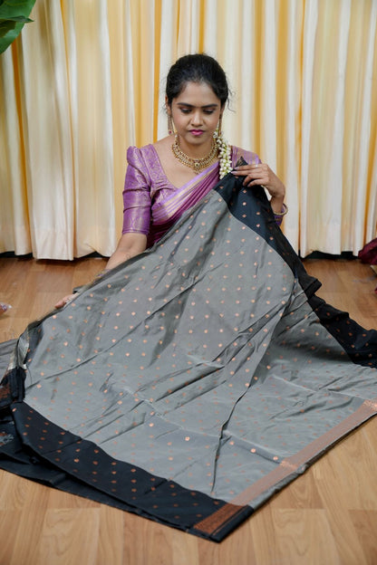 Soft silk🥳Grey with Black colour