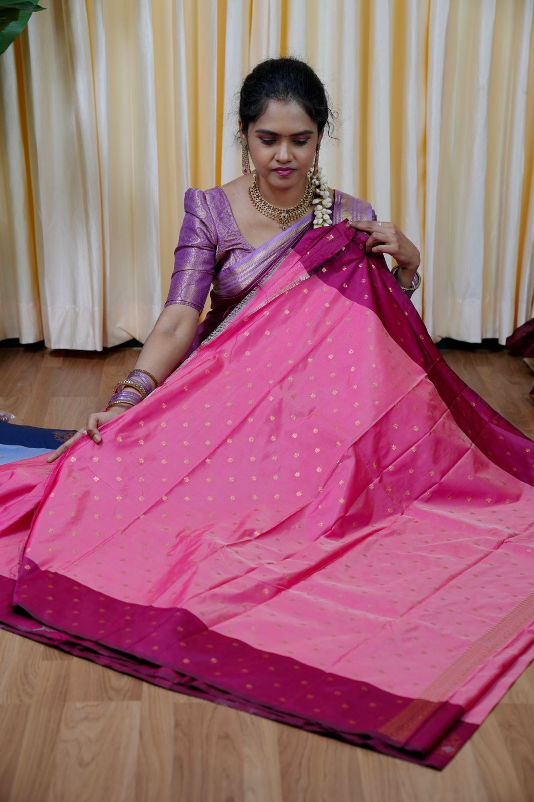 Soft silk🥳Bright rose with dark wine colour