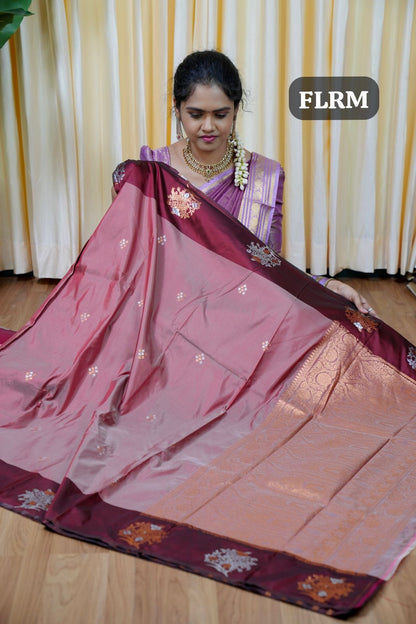 Soft silk🥳dusty rose with deep wine colour