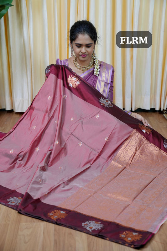 Soft silk🥳dusty rose with deep wine colour