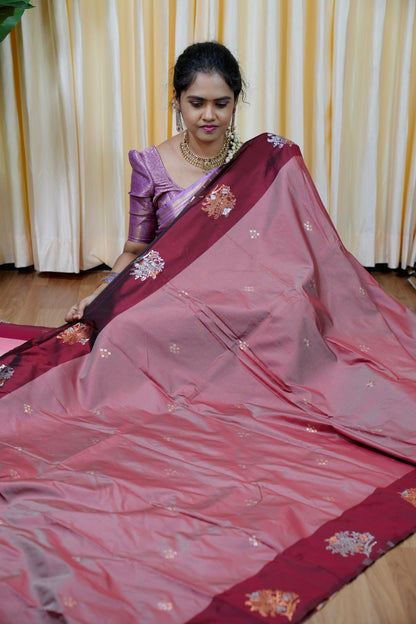 Soft silk🥳dusty rose with deep wine colour