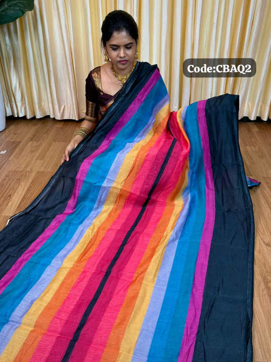 Linen Cotton saree🥰😎🌈📚