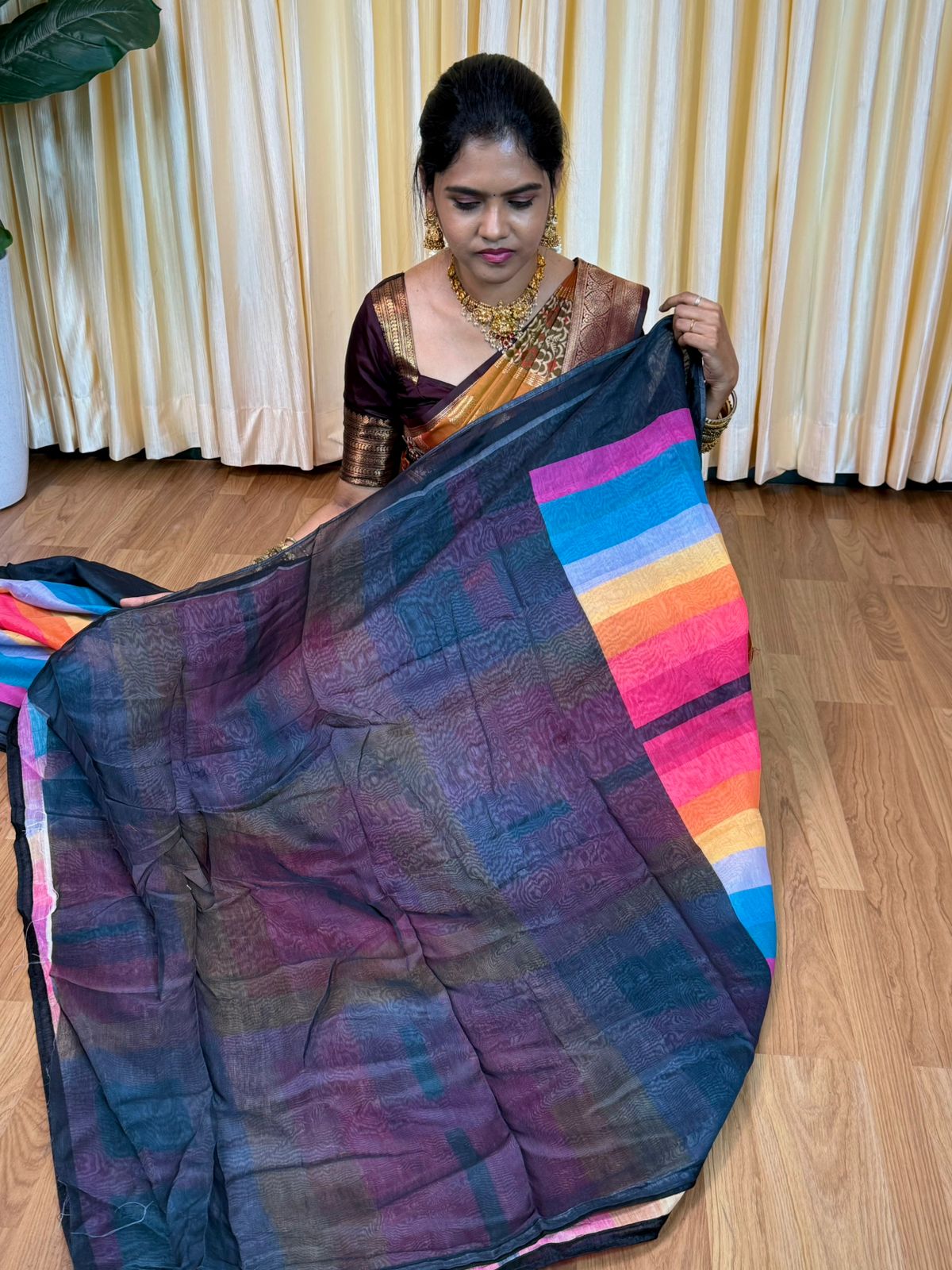 Linen Cotton saree🥰😎🌈📚