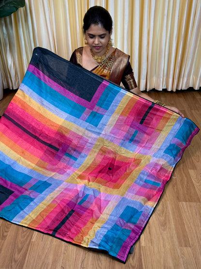 Linen Cotton saree🥰😎🌈📚